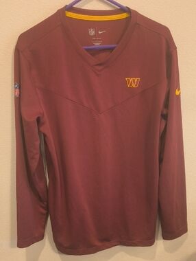 Washington Commanders Nike Maroon and Gold V-Neck Long Sleeve Large Official